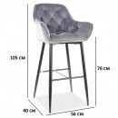 Стул барный SIGNAL CHERRY H-1 Velvet Bluvel 14 серый/черный